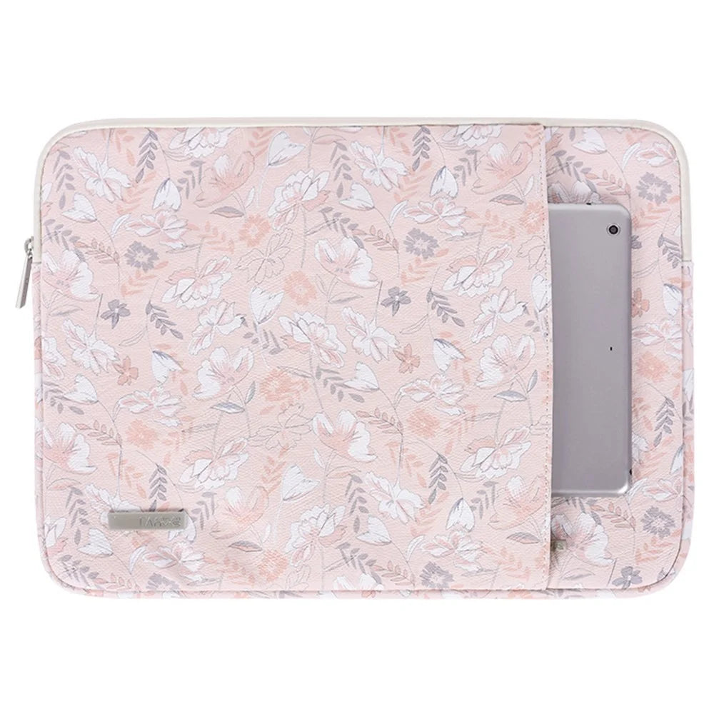 CANVASARTISAN G4-19 Flower Printed Portable Carry Case for 11-inch Laptops PU Leather Storage Bag Shockproof Sleeve Bag with Outer Vertical Pouch - 1