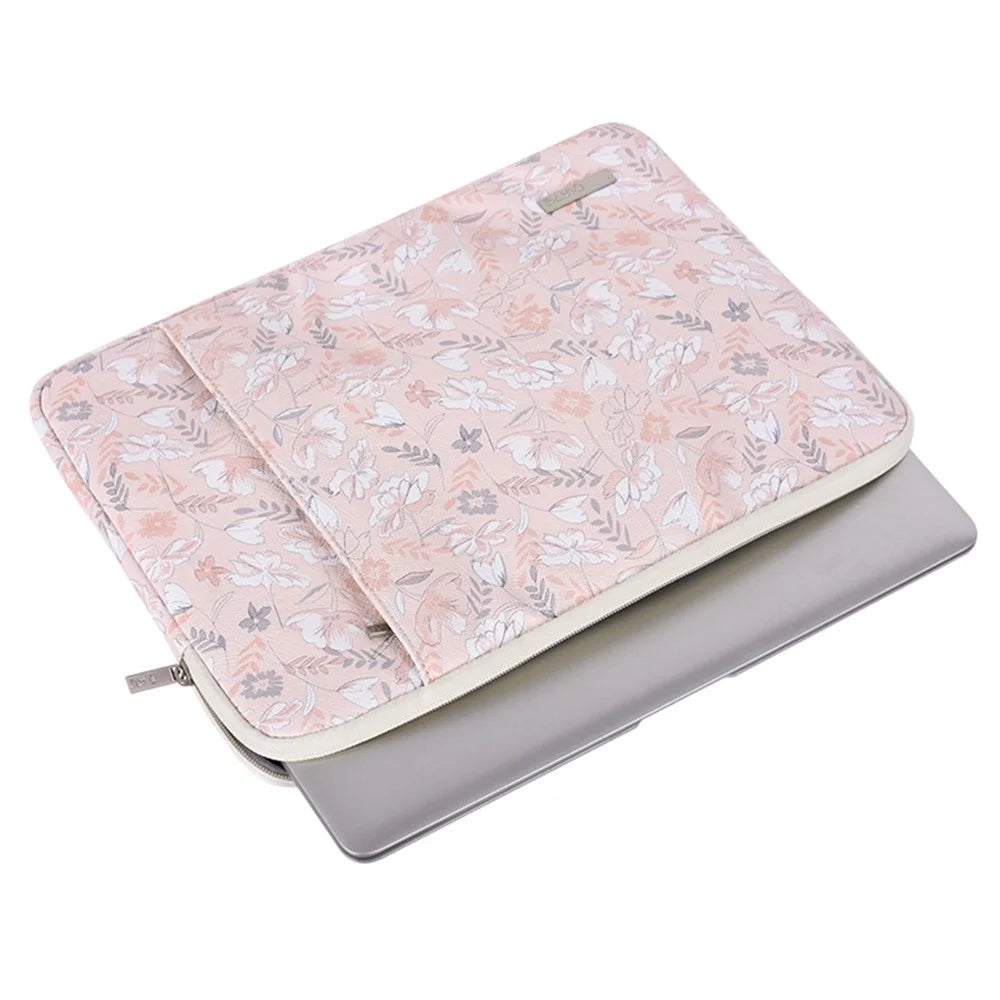 CANVASARTISAN G4-19 Flower Printed Portable Carry Case for 11-inch Laptops PU Leather Storage Bag Shockproof Sleeve Bag with Outer Vertical Pouch - 3