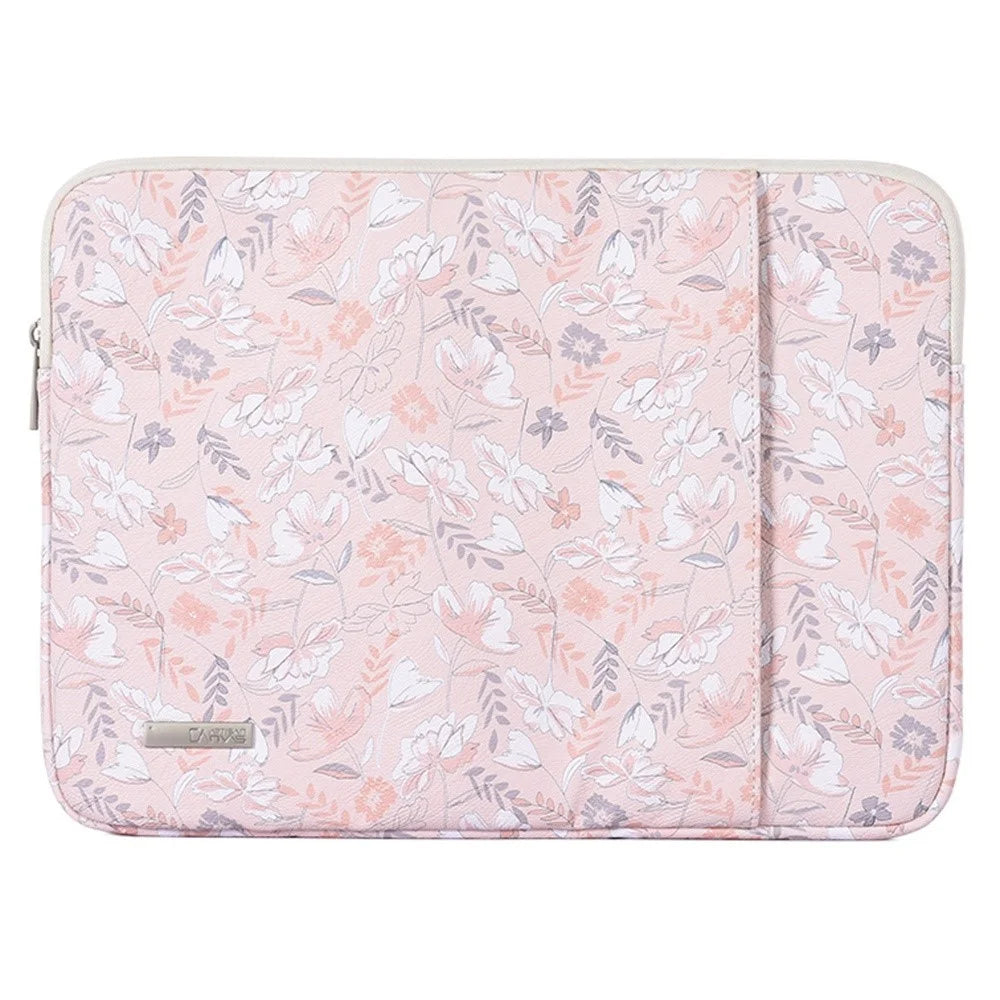 CANVASARTISAN G4-19 Flower Printed PU Leather Storage Bag for 12-inch Laptops Portable Carry Case with Outer Vertical Pouch Shockproof Sleeve Bag - 2
