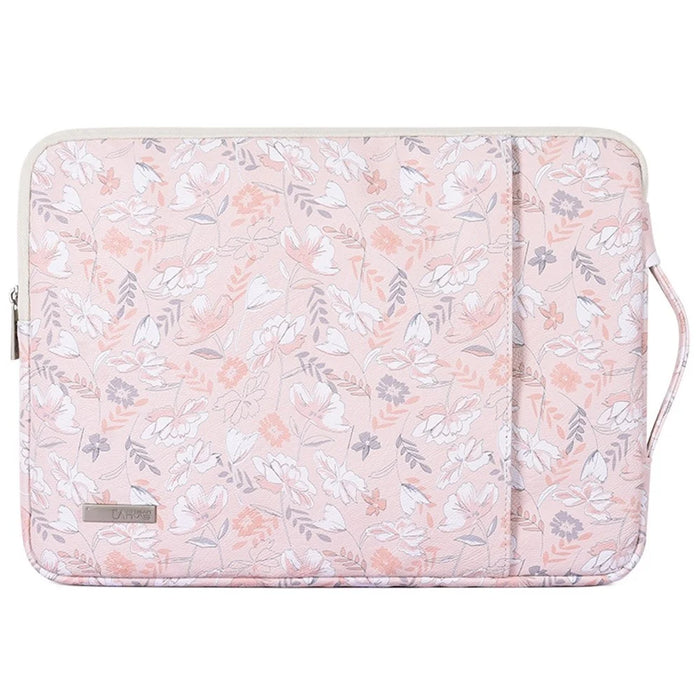 CANVASARTISAN G4-89 Flower Printed PU Leather Carry Case with Handle Strap for 11-inch Laptops Portable Storage Bag Shockproof Sleeve Bag with Outer Zippered Pouch - 2