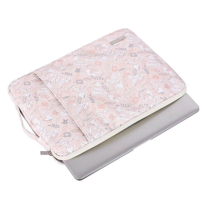 CANVASARTISAN G4-89 Flower Printed PU Leather Carry Case with Handle Strap for 11-inch Laptops Portable Storage Bag Shockproof Sleeve Bag with Outer Zippered Pouch - 4