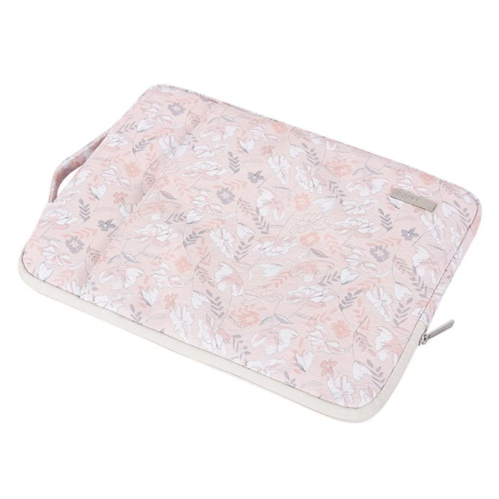 CANVASARTISAN G4-89 Flower Printed PU Leather Carry Case with Handle Strap for 11-inch Laptops Portable Storage Bag Shockproof Sleeve Bag with Outer Zippered Pouch - 5