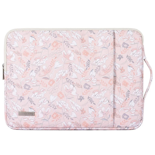 CANVASARTISAN G4-89 PU Leather Portable Carry Case for 12-inch Laptops Flower Printed Storage Bag with Handle Strap/Outer Zippered Pouch Shockproof Sleeve Bag - 2