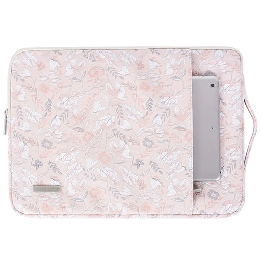 CANVASARTISAN G4-89 Shockproof Sleeve Bag for 14-inch Laptops PU Leather Flower Printed Storage Bag Portable Carry Case with Handle Strap/Outer Zippered Pouch - 1