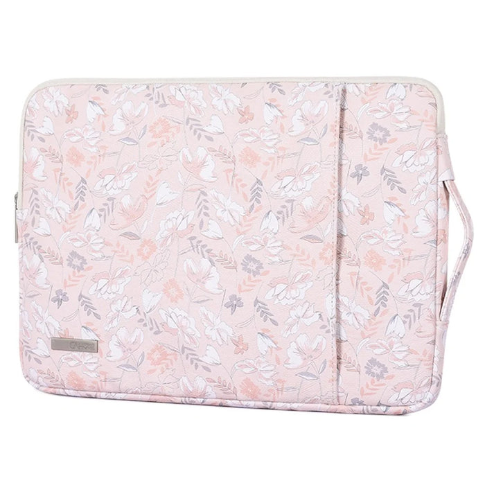CANVASARTISAN G4-89 Shockproof Sleeve Bag for 14-inch Laptops PU Leather Flower Printed Storage Bag Portable Carry Case with Handle Strap/Outer Zippered Pouch - 3
