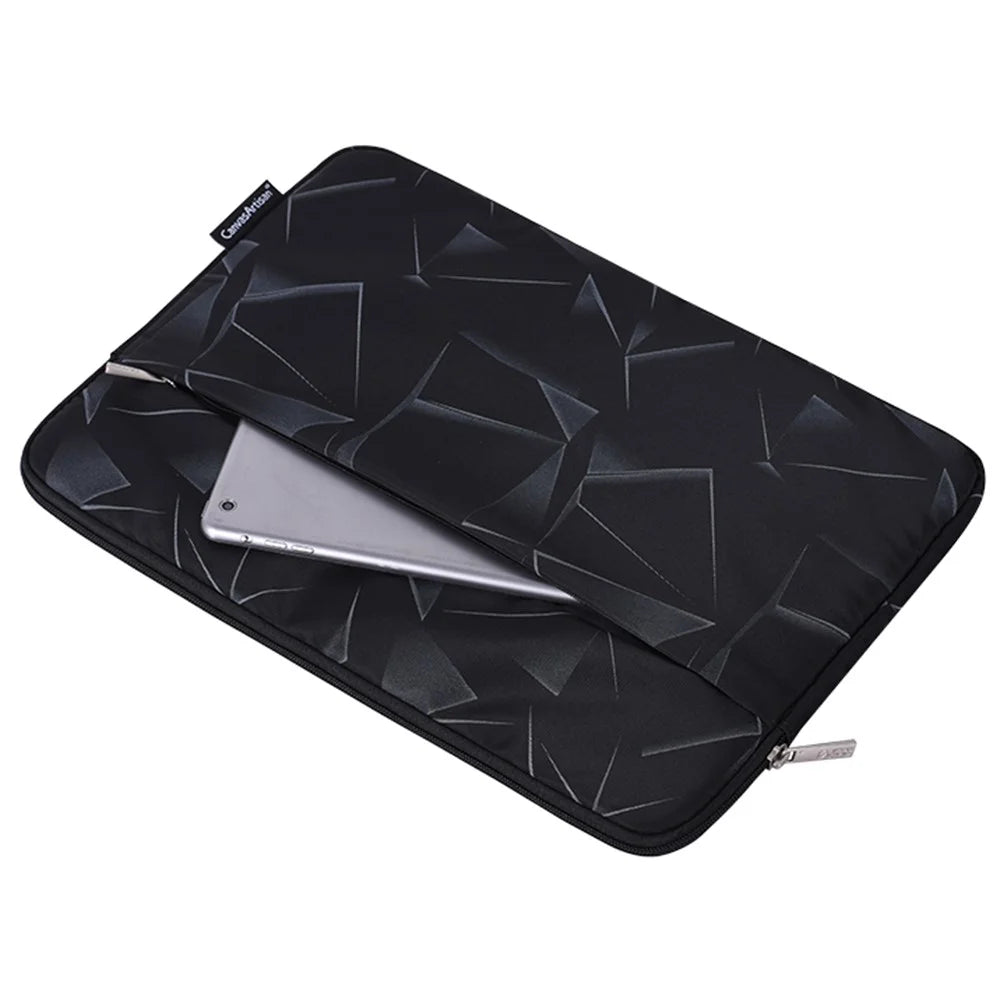 CANVASARTISAN H6-11 Portable Carry Case for 12-inch Laptops Shockproof Sleeve Bag with Outer Pouch Triangle Geometric Printed Storage Bag - 5