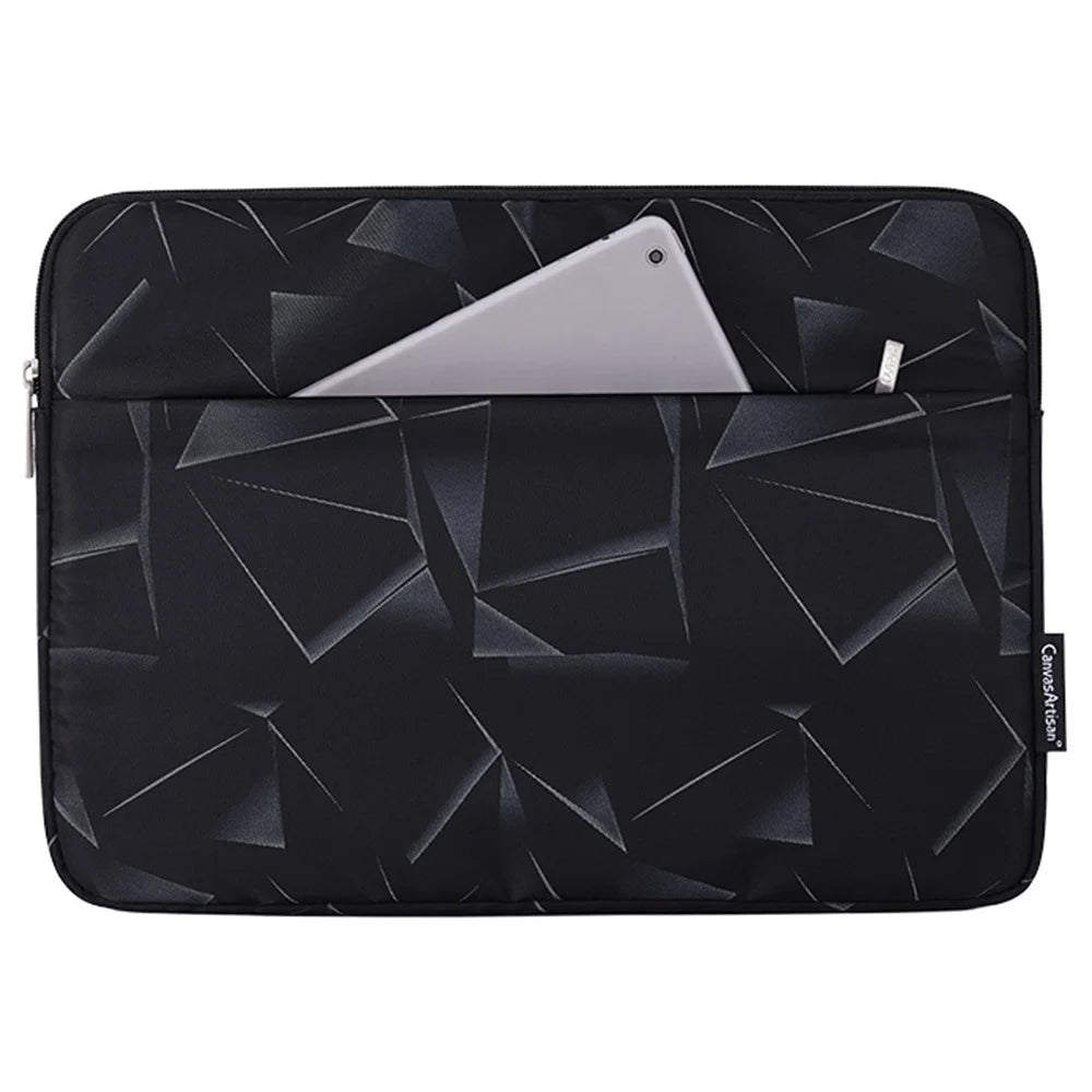 CANVASARTISAN H6-11 Shockproof Sleeve Bag with Outer Pouch for 13-inch Laptops Portable Carry Case Triangle Geometric Printed Storage Bag - 1