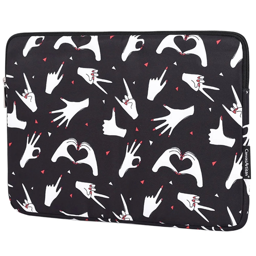 CANVASARTISAN H21-01 Stylish Fingers Pattern Printed Sleeve Bag for 14-inch Laptops Full Protection Portable Carry Case Notebooks Bag - 4