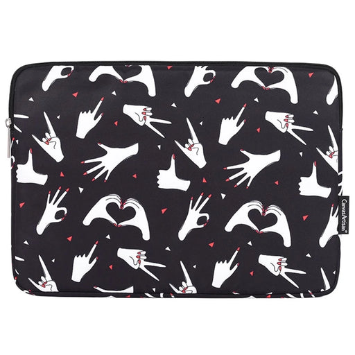 CANVASARTISAN H21-01 Portable Sleeve Bag for 15-inch Laptops Wear-resistant Carry Case Fingers Pattern Printed Notebooks Bag - 1