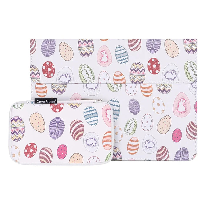 CANVASARTISAN E52-T0121 13-inch Stylish Ellipse Pattern Laptop Storage Sleeve Magnetic Snap Closure Envelope Protective Pouch with Extra Accessory Organizer - 1