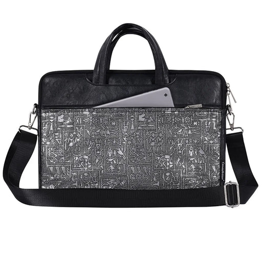 CANVASARTISAN L27-C22 15 inch Notebook Computer Bag Egypt Style Pattern Printing Laptop Storage Case Shoulder Bag with Front Pocket - Black - 1
