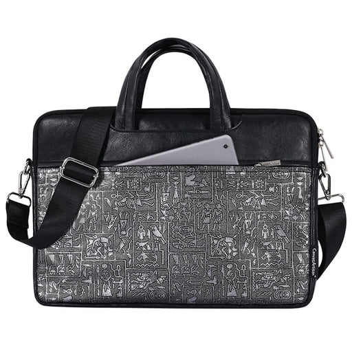 CANVASARTISAN L27-C22 15 inch Notebook Computer Bag Egypt Style Pattern Printing Laptop Storage Case Shoulder Bag with Front Pocket - Black - 2