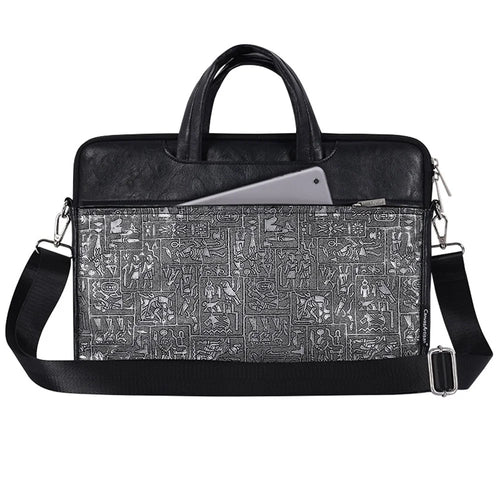 CANVASARTISAN L27-C22 14 inch Notebook Handbag Egypt Style Pattern Printing Laptop Bag Shoulder Bag with Front Pocket - Black - 1