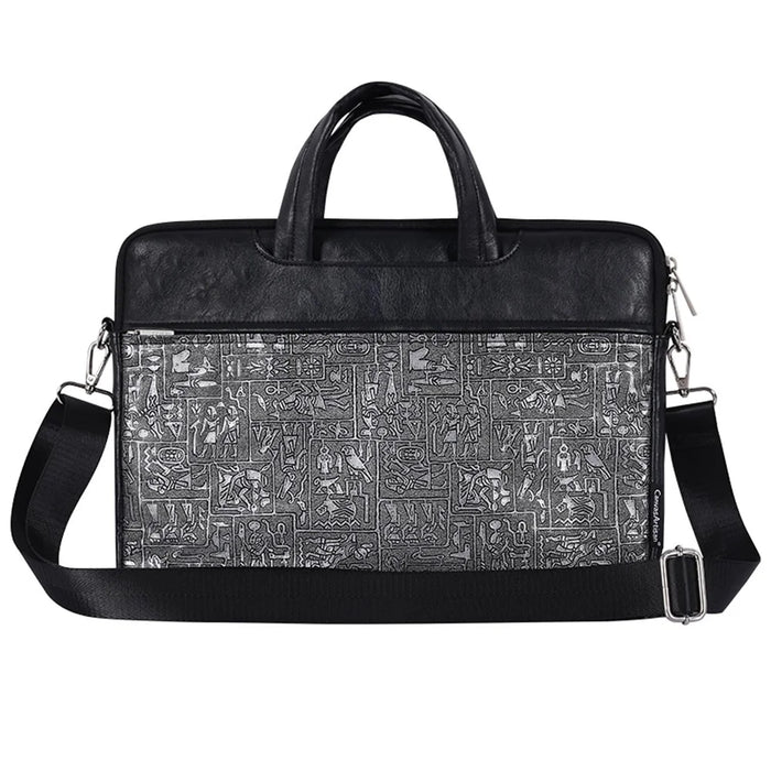 CANVASARTISAN L27-C22 14 inch Notebook Handbag Egypt Style Pattern Printing Laptop Bag Shoulder Bag with Front Pocket - Black - 3