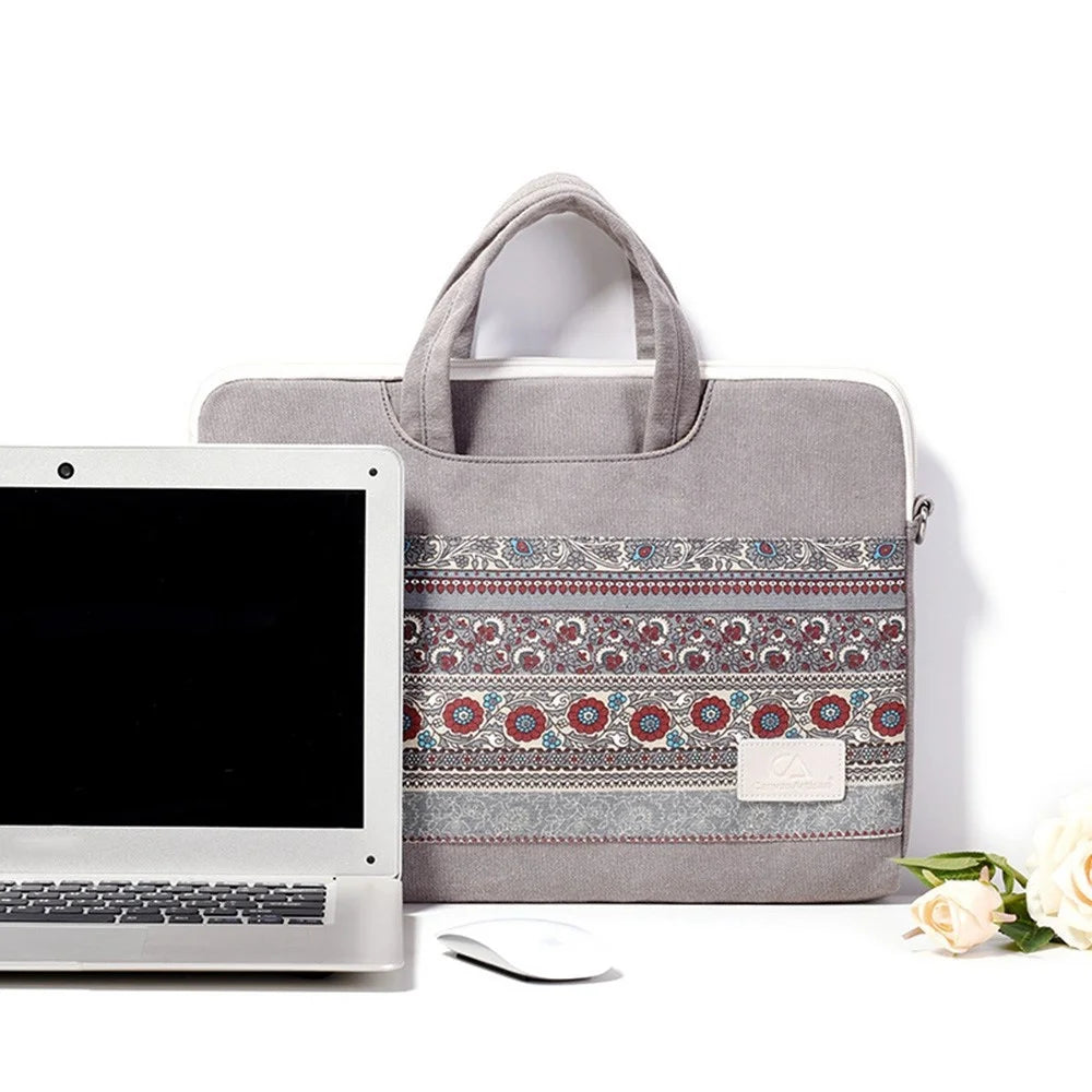 CANVASARTISAN T38-5 National Style Pattern 14-inch Laptop Computer Shoulder Messenger Bag Briefcase Travel Carrying Case with Shoulder Strap - 7