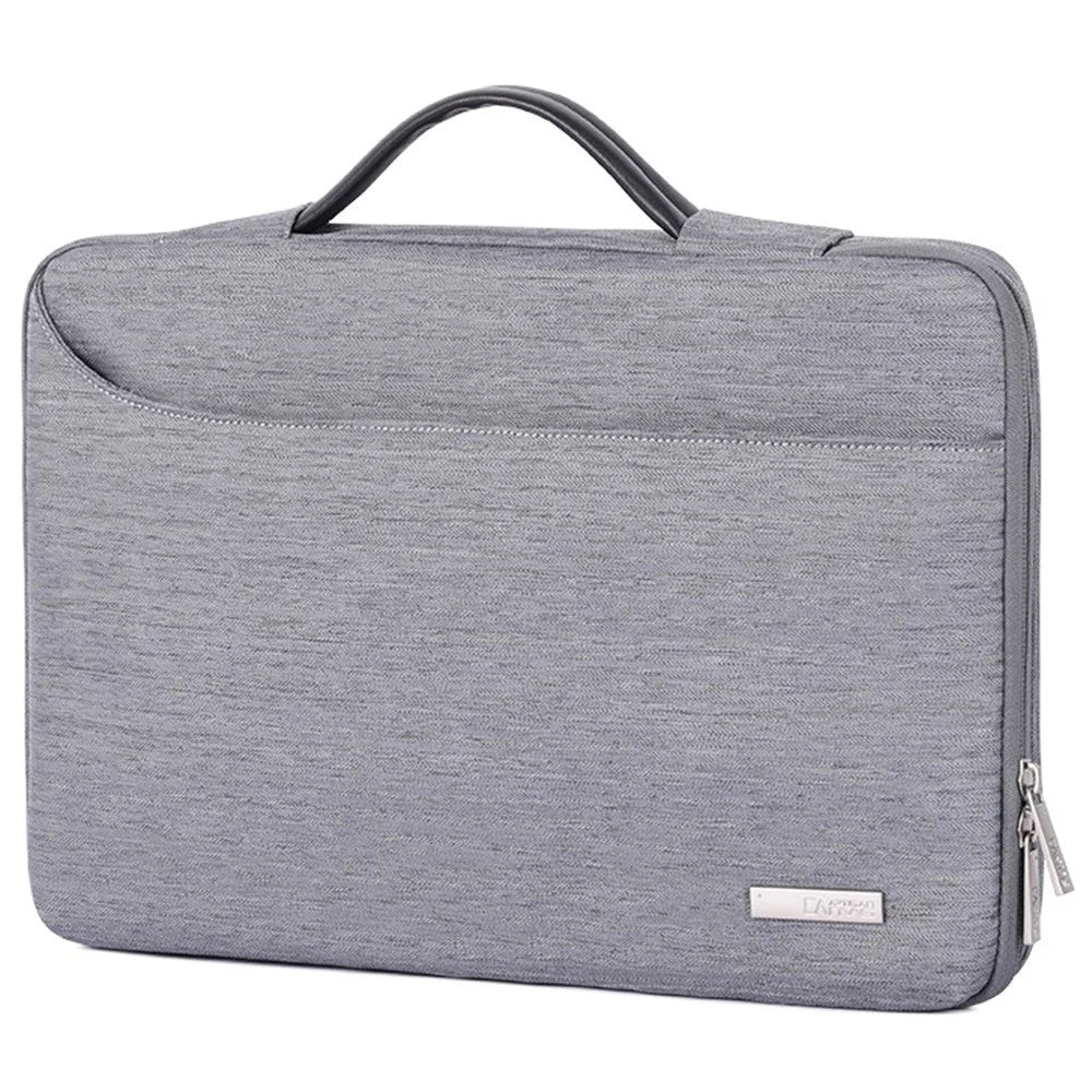 CANVASARTISAN K28-23 13-inch Laptop Sleeve Side Zipper Closure Notebook Handle Bag Handbag with U-shape Outer Pocket - Grey - 2