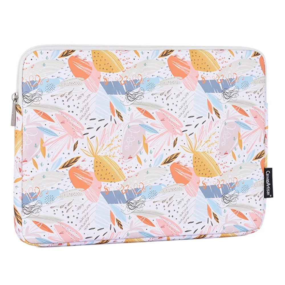 CANVASARTISAN G53-T0121 for 12-inch Notebook Flowered Patterned Laptop Protective Bag with Zipper Waterproof PU Case Pouch + Small Accessory Bag Set - 3