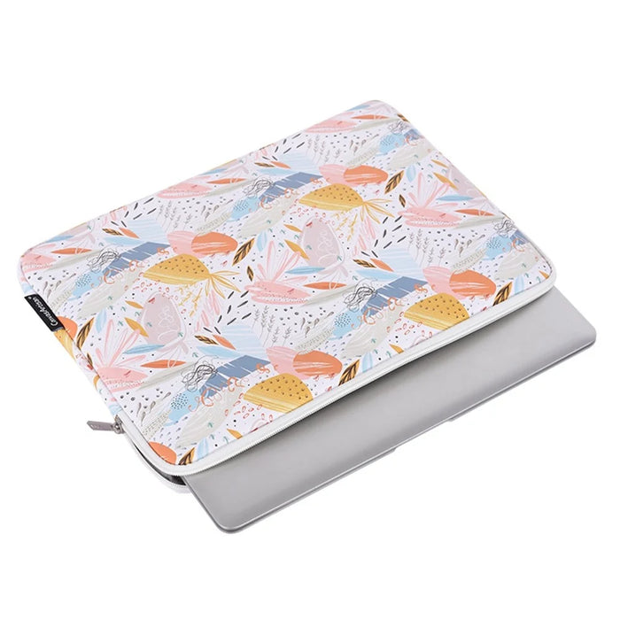 CANVASARTISAN G53-T0121 for 14-inch Notebook Flowered Patterned Anti-Drop Laptop Protective Bag Water Repellent Zippered PU Case Pouch + Small Bag Set - 4