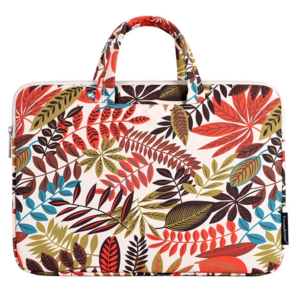CANVASARTISAN H30-B01 Big Leaf Pattern 13-inch Laptop Carrying Bag Notebook Handbag - Beige - 1