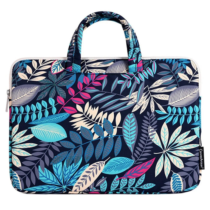 CANVASARTISAN H30-B01 Colorful Big Leaf Pattern 15-inch Zipper Laptop Bag Computer Notebook Carrying Pouch Handbag - Blue - 1