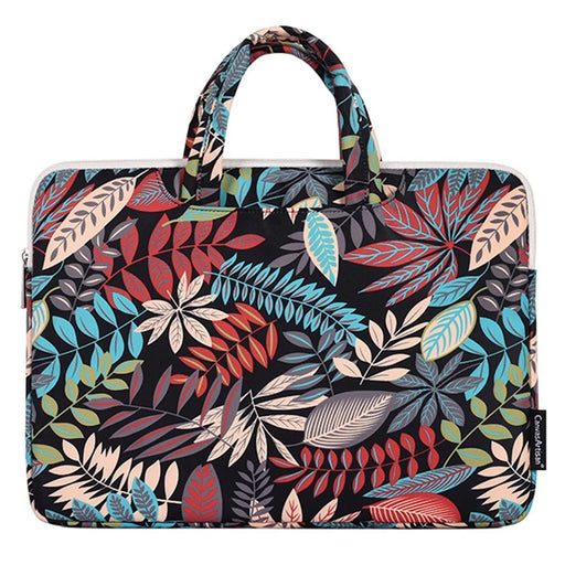 CANVASARTISAN H30-B01 14-inch Notebook Handbag Big Leaf Pattern Well-protected Anti-fall Laptop Bag Case - Black - 1
