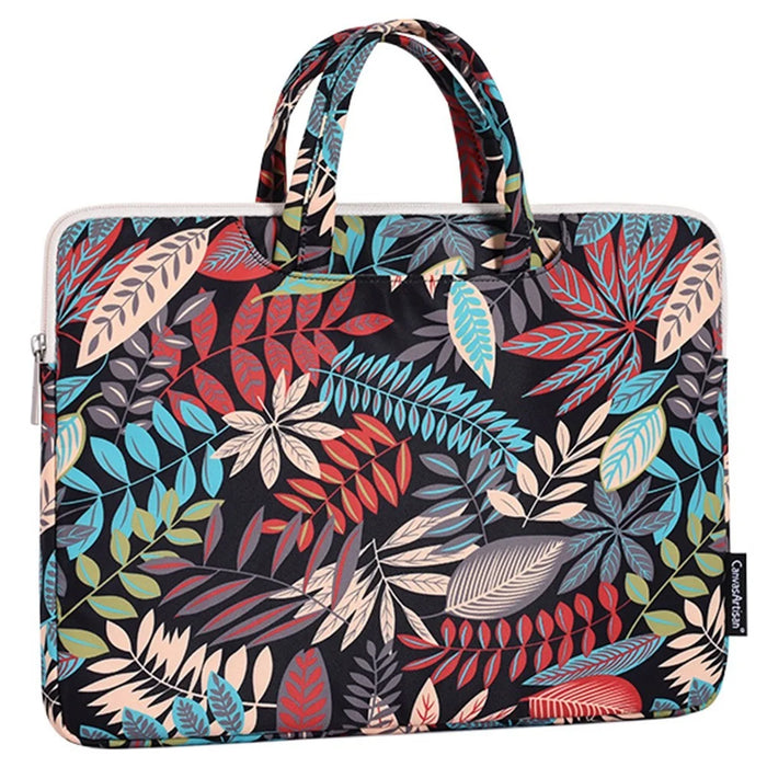 CANVASARTISAN H30-B01 14-inch Notebook Handbag Big Leaf Pattern Well-protected Anti-fall Laptop Bag Case - Black - 2