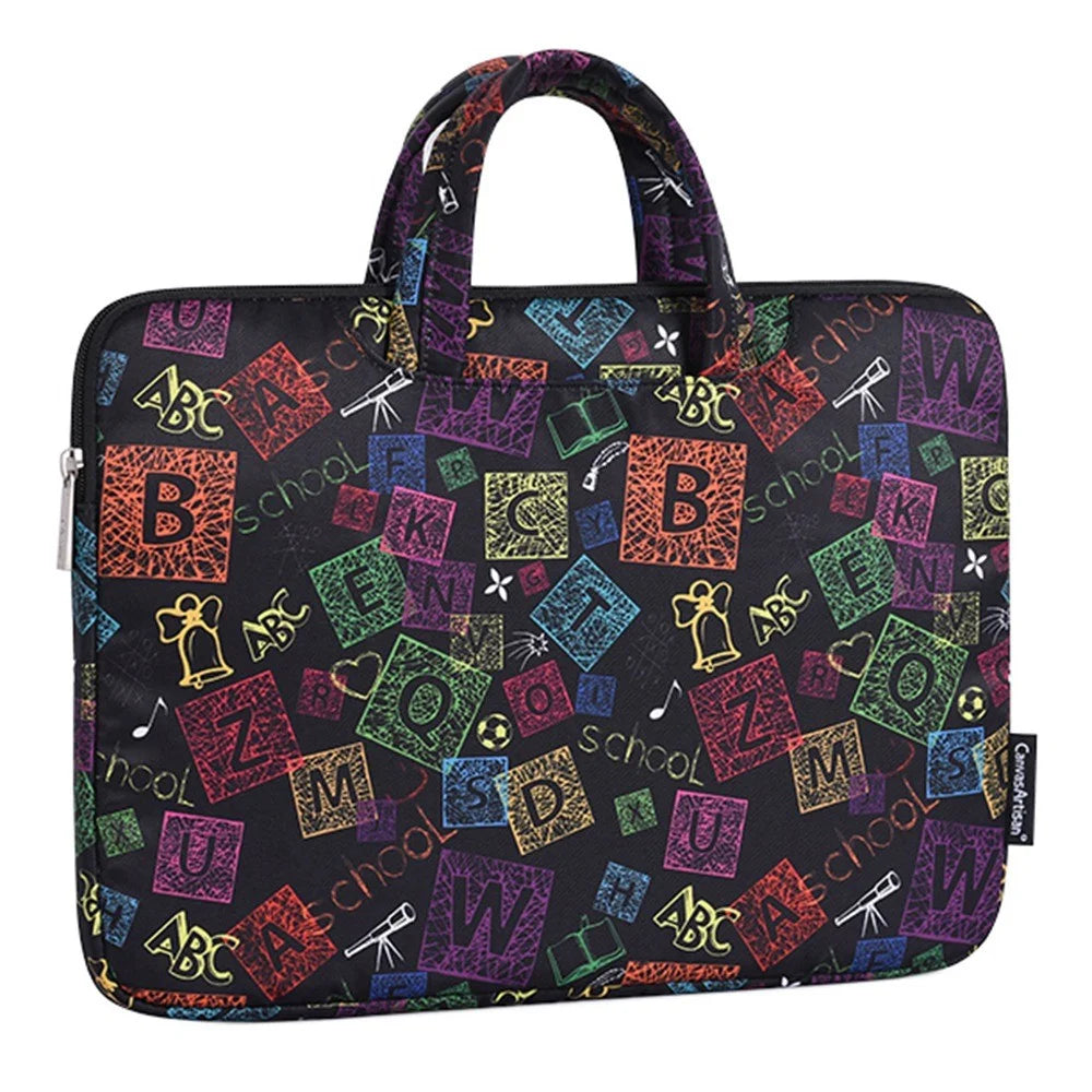 CANVASARTISAN H17-B01 for 12-inch Notebook Colorful Characters Patterned Handheld Polyester Laptop Protective Sleeve Bag Briefcase Handle Bag - 3