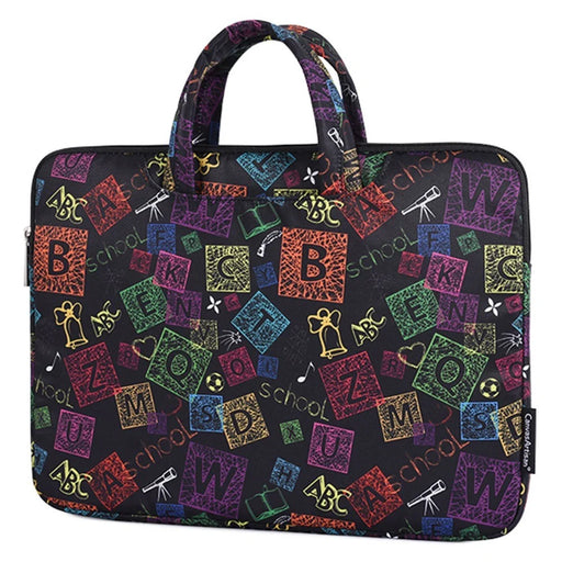 CANVASARTISAN H17-B01 for 13-inch Notebook Colorful Characters Patterned Polyester Carrying Briefcase Shock-Proof Handheld Laptop Handle Bag Protective Sleeve Bag - 2