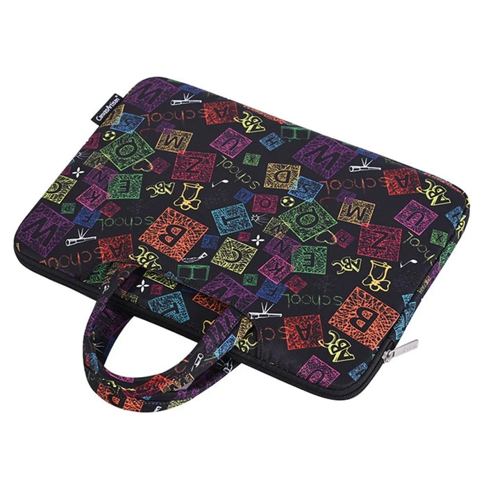 CANVASARTISAN H17-B01 for 13-inch Notebook Colorful Characters Patterned Polyester Carrying Briefcase Shock-Proof Handheld Laptop Handle Bag Protective Sleeve Bag - 4