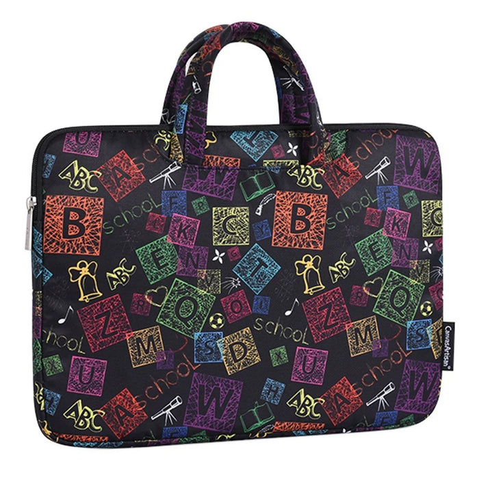 CANVASARTISAN H17-B01 for 15-inch Notebook Colorful Characters Patterned Polyester Handbag Cover Carrying Messenger Briefcase Handheld Laptop Handle Protective Sleeve Bag - 3