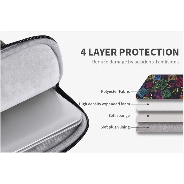 CANVASARTISAN H17-B01 for 15-inch Notebook Colorful Characters Patterned Polyester Handbag Cover Carrying Messenger Briefcase Handheld Laptop Handle Protective Sleeve Bag - 5
