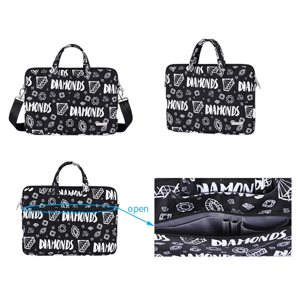 CANVASARTISAN H15-A01 13-inch Diamond Pattern Notebook Sleeve Laptop Bag with Shoulder Strap - 7