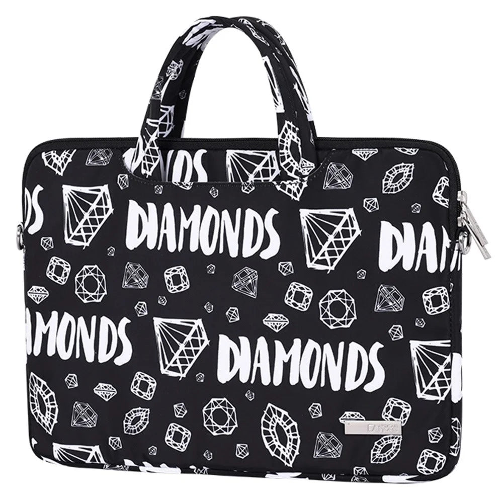 CANVASARTISAN H15-A01 14-inch Diamond Pattern Laptop Sleeve Shockproof Notebook Zipper Case with Shoulder Strap - 3