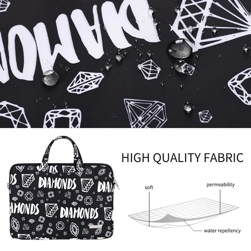 CANVASARTISAN H15-A01 14-inch Diamond Pattern Laptop Sleeve Shockproof Notebook Zipper Case with Shoulder Strap - 6