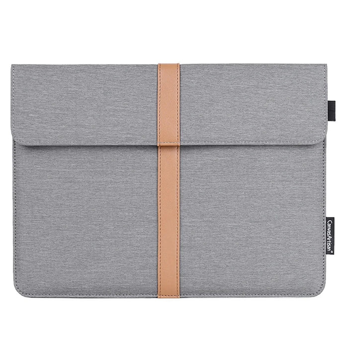 CANVASARTISAN L15-15 13-inch PU Leather Stripe Splicing Canvas Laptop Storage Sleeve Magnetic Flap Envelope Protective Pouch - 1