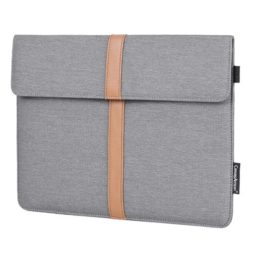 CANVASARTISAN L15-15 13-inch PU Leather Stripe Splicing Canvas Laptop Storage Sleeve Magnetic Flap Envelope Protective Pouch - 2