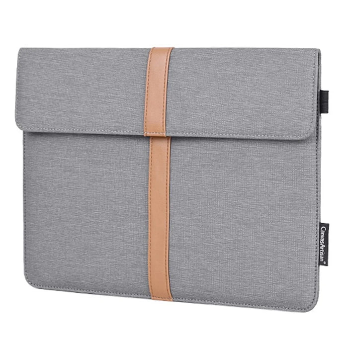 CANVASARTISAN L15-15 13-inch PU Leather Stripe Splicing Canvas Laptop Storage Sleeve Magnetic Flap Envelope Protective Pouch - 2