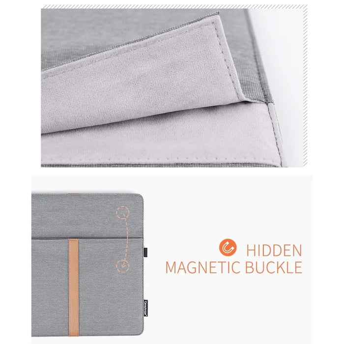 CANVASARTISAN L15-15 13-inch PU Leather Stripe Splicing Canvas Laptop Storage Sleeve Magnetic Flap Envelope Protective Pouch - 7
