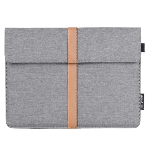 CANVASARTISAN L15-15 14-inch PU Leather Stripe Splicing Envelope Protective Pouch Waterproof Canvas Laptop Storage Sleeve - 1