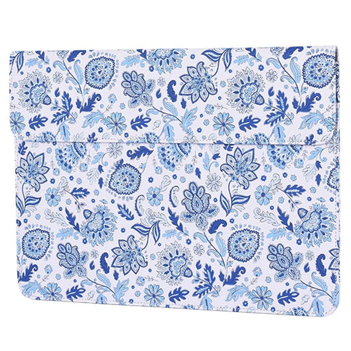 CANVASARTISAN E54-T0111 12-inch Light Blue Flower Pattern Envelope Style Magnetic Flap Laptop Sleeve + Small Bag - 2