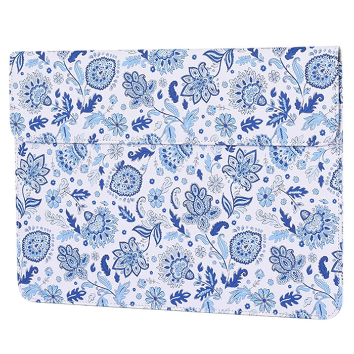 CANVASARTISAN E54-T0111 13-inch Anti-scratch Laptop Sleeve Light Blue Flower Pattern Magnetic Flap Envelope Notebook Carrying Case + Small Bag - 2