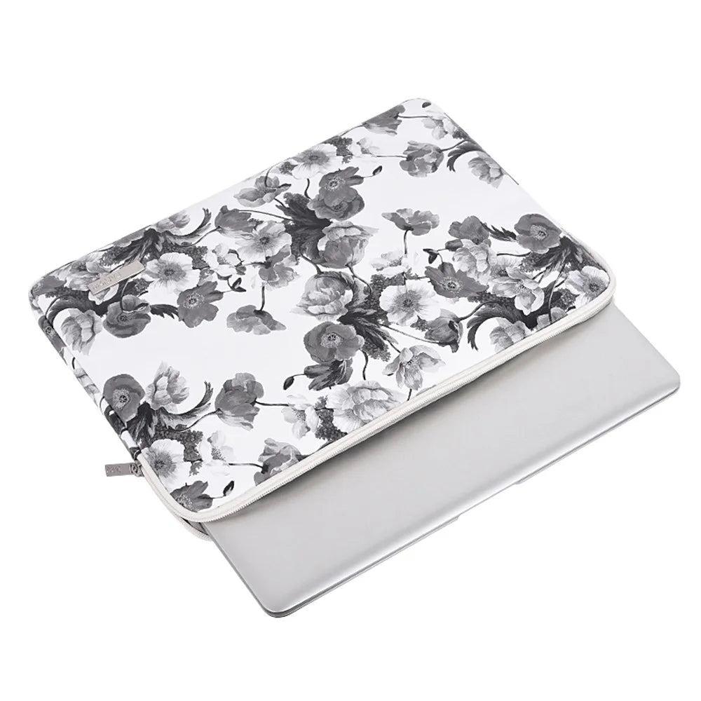 CANVASARTISAN G1-01 Flower Pattern Printed Sleeve Bag for 11-inch Laptops Portable PU Leather Carry Case Shockproof Storage Bag - 4