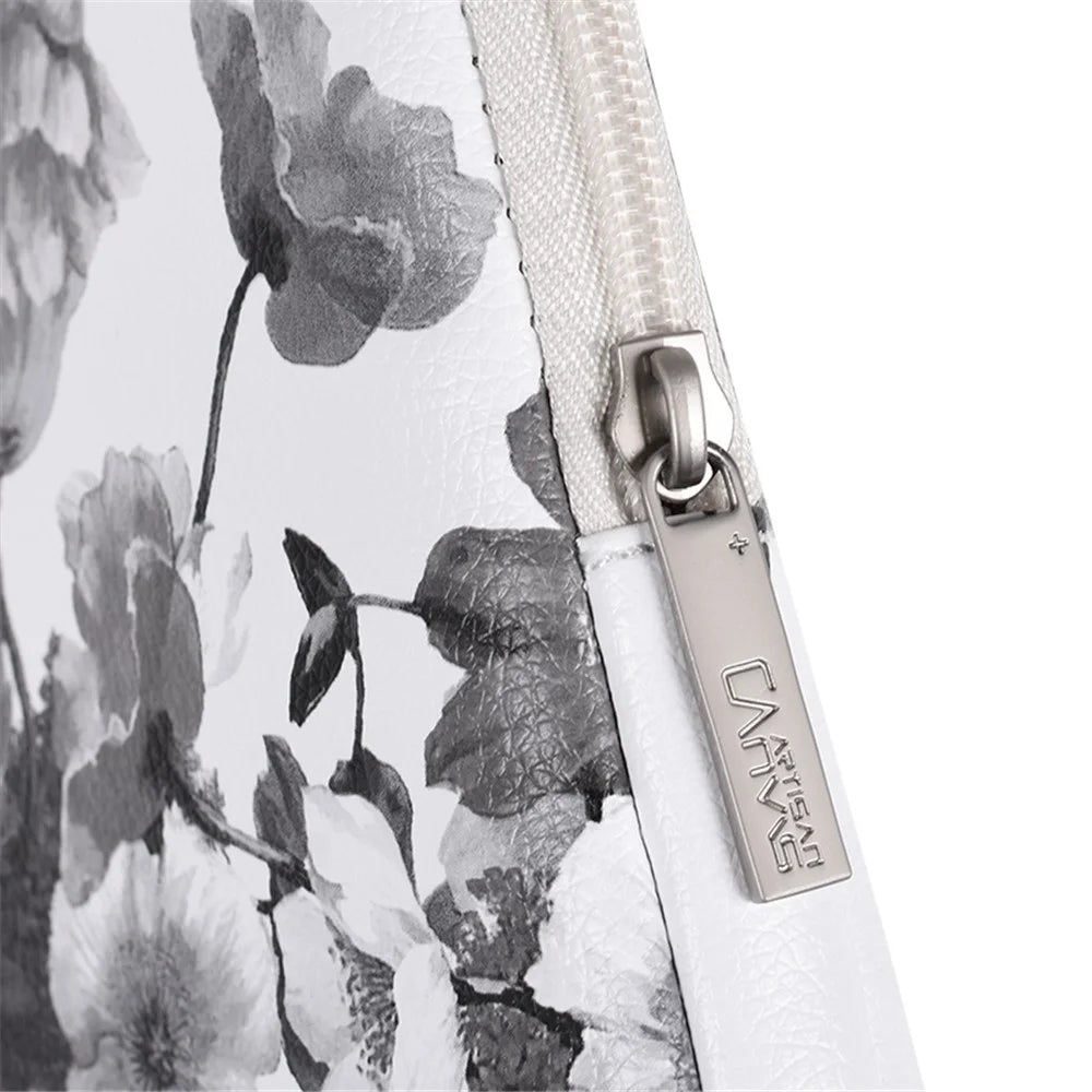 CANVASARTISAN G1-01 Flower Pattern Printed Sleeve Bag for 11-inch Laptops Portable PU Leather Carry Case Shockproof Storage Bag - 7
