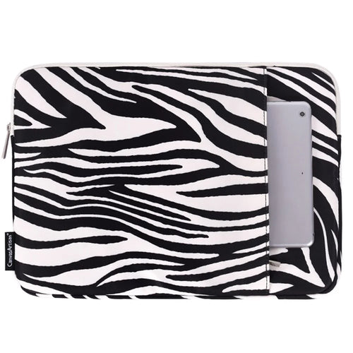CANVASARTISAN H33-19 Zebra-stripe Pattern Shockproof Carry Case for 14 inch Laptops Scratch Resistant Notebook Sleeve Bag with Vertical Pouch - 1