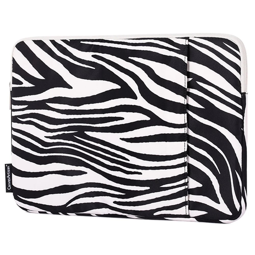 CANVASARTISAN H33-19 Zebra-stripe Pattern Shockproof Carry Case for 14 inch Laptops Scratch Resistant Notebook Sleeve Bag with Vertical Pouch - 2