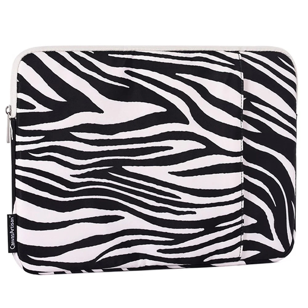 CANVASARTISAN H33-19 Zebra-stripe Pattern Shockproof Carry Case for 14 inch Laptops Scratch Resistant Notebook Sleeve Bag with Vertical Pouch - 3