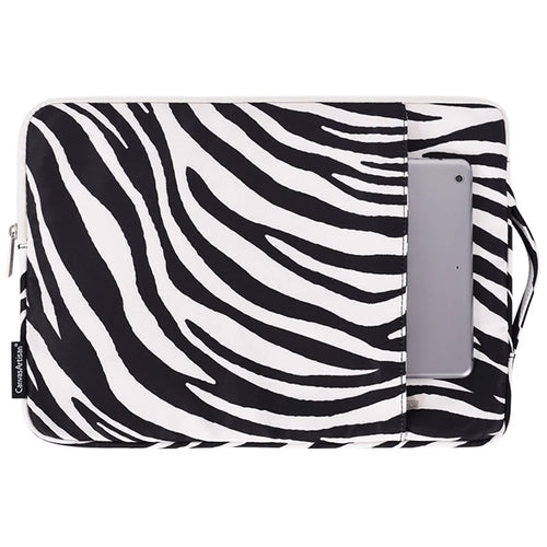 CANVASARTISAN H33-89 Zebra-stripe Pattern Shockproof Carry Case for 15 inch Laptops Scratch Resistant Notebook Sleeve Bag with Handle Strap / Vertical Pouch - 1