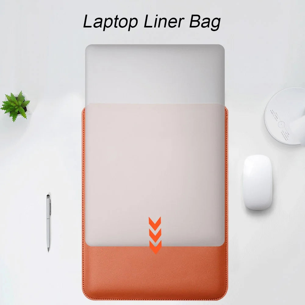For 15''/15.6'' Laptop Storage Bag PU Leather Multifunction Mouse Pad Notebook Computer Sleeve Set - Grey - 3