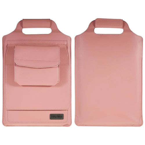 15-inch Laptop Sleeve Case PU Leather Notebook Carrying Case with Adjustable Stand - Pink - 1