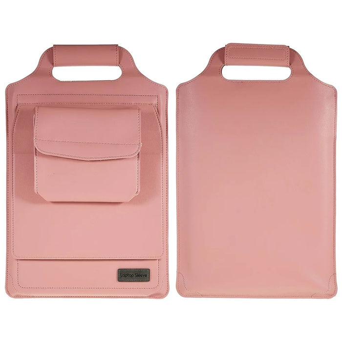15-inch Laptop Sleeve Case PU Leather Notebook Carrying Case with Adjustable Stand - Pink - 1